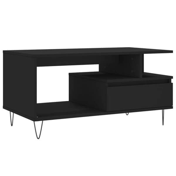 Maison Exclusive - Sort sofabord 90x49x45 cm Ingeniørtræ