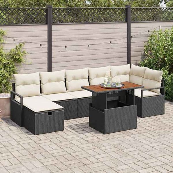 Havemøbler - MAISON EXCLUSIVE - Sæt med 8 dele - Sort - Poly Rattan - Justerbart bord Svart