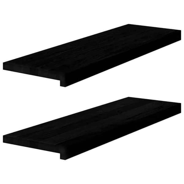 Trappe trin - EKSKLUSIV HUS - 80 x 25 x 2 cm - Massiv eg - Brun-sort - Sæt af 2 brun-svart