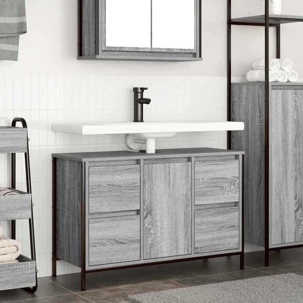 Maison Exclusive - Underskabs møbel med skuffer sonoma grå 90x34,5x60cm