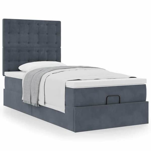 Maison Exclusive - Ottoman sengestel med mørkegrå madras 90x190 cm velour Mörkgrå