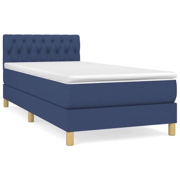 Maison Exclusive - Sengestel med springmadras Blå 90x200 cm Stof