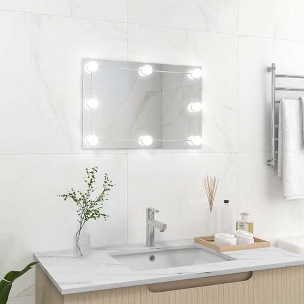 Maison Exclusive - Väggspegel med LED-lampor Rektangulär Glas