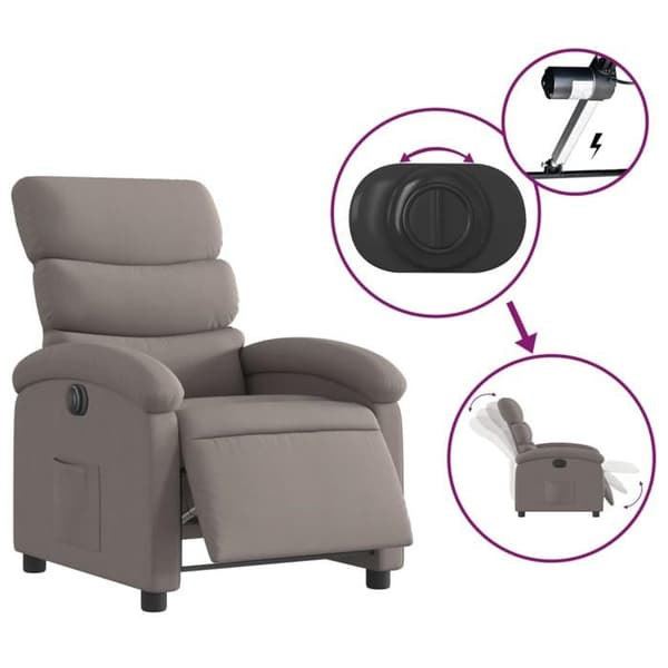 Elastisk elektrisk fåtölj - Exklusivt hem - Taupe - Polyester tyg - Lutning 135° Mol