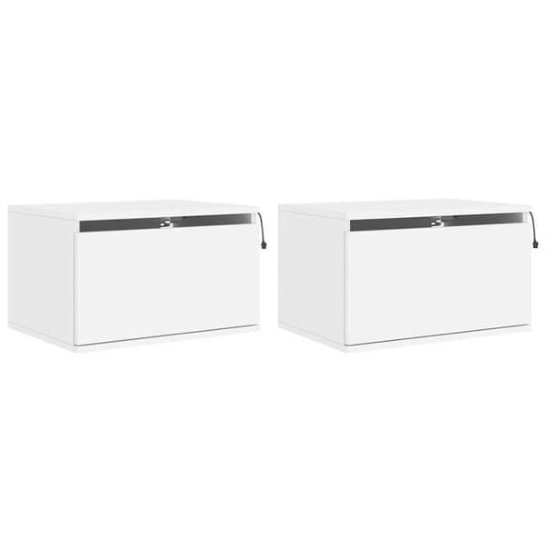 Maison Exclusive - Väggmonterade sängbord med LED-lampor 2 st vit Vit