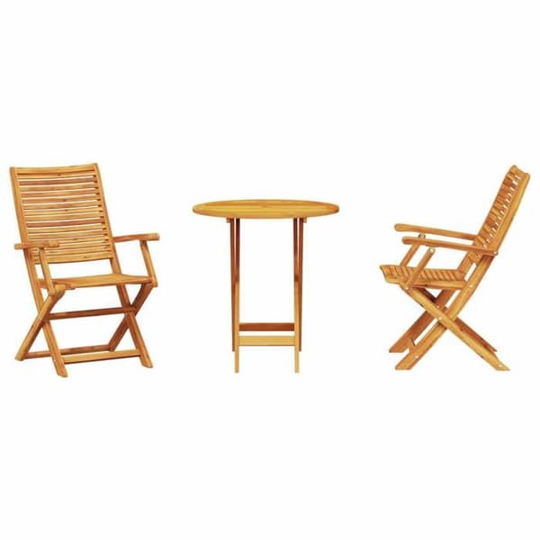 Maison Exclusive - Fällbart bistroset 3 delar Brun Massivt Akaciaträ