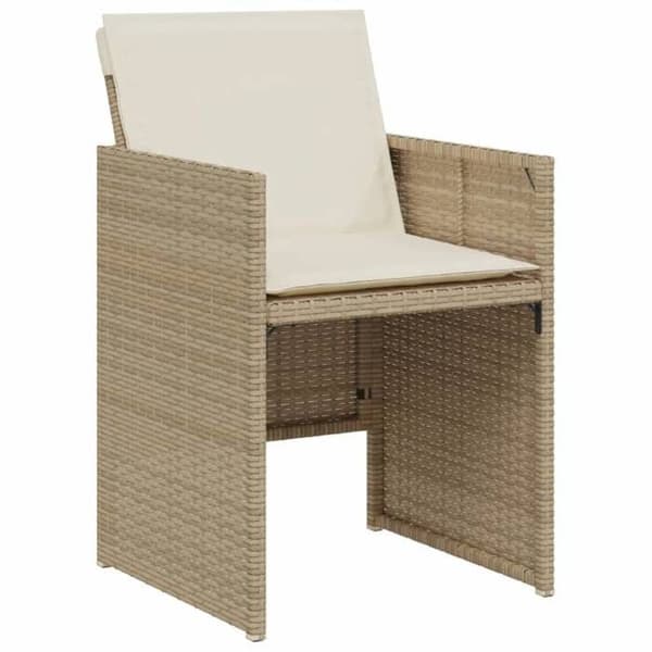 Maison Exclusive - Bistroset 3 delar med beige kuddar i flätad resin