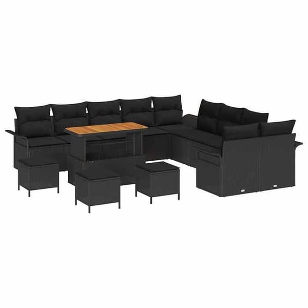 Maison Exclusive - Sæt af 14 pc have-sofaer i sort polyrotin Svart