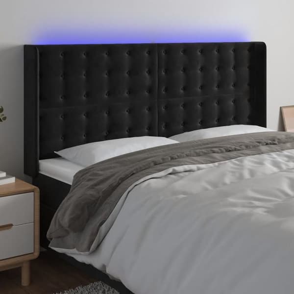 Maison Exclusive - LED-päätymustalla 203x16x118/128 cm sametilla Svart