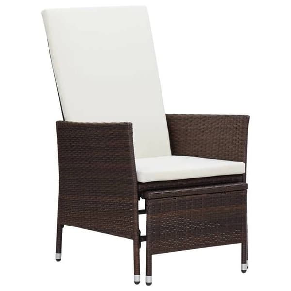 Maison Exclusive - Fällbar trädgårdsstol med kuddar, flätad resin, brun