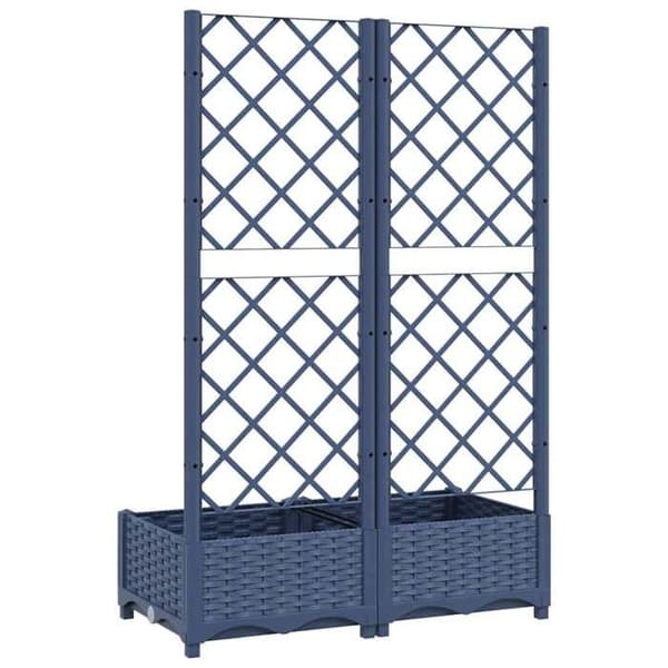 Maison Exclusive - Havekasse med gitter Blå Grå 80x40x121,5 cm PP