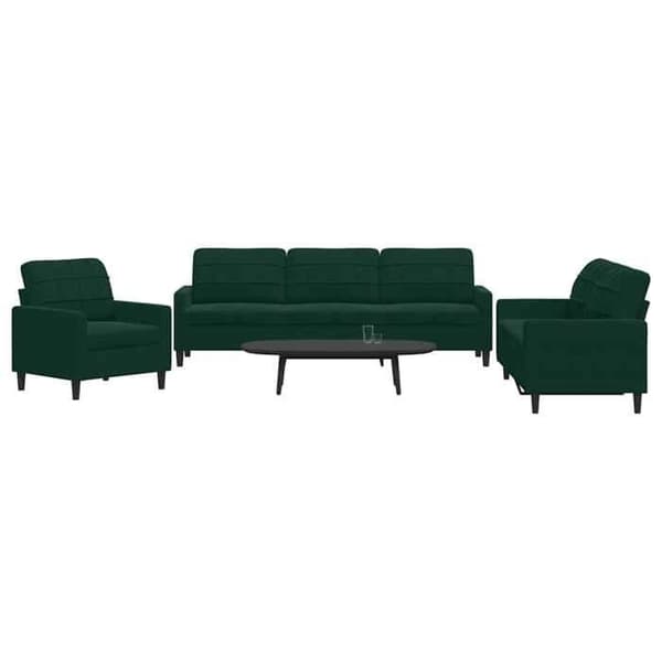 Maison Exclusive - Sæt af 3 sofaer med puder Mørkegrøn Velour