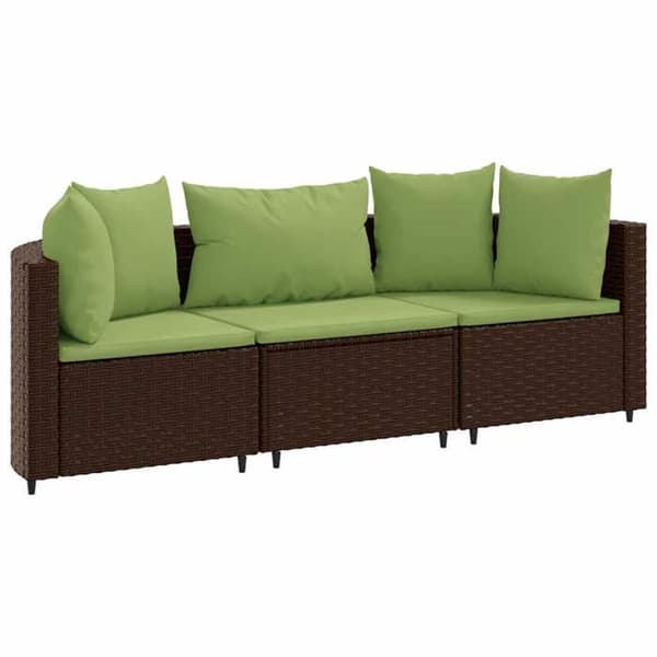 Maison Exclusive - Trädgårdsmöbler med kuddar 3 delar brun flätad resin