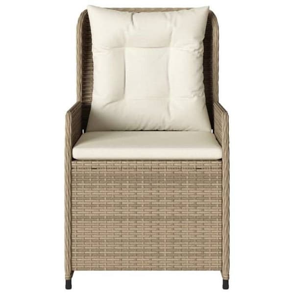 Maison Exclusive - Trädgårdsfåtöljer med lutning, set om 2, beige flätad resin