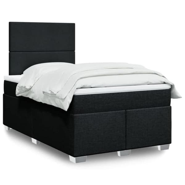 Maison Exclusive - Seng med lameller og madras Sort 120x200 cm Stof