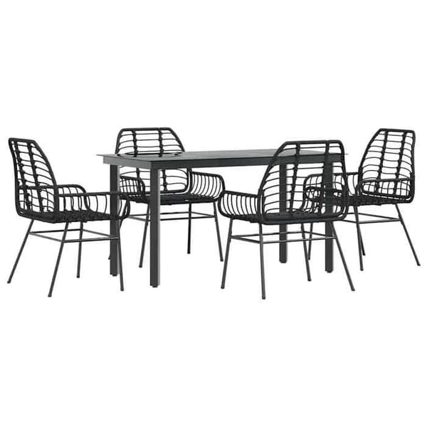 Maison Exclusive - Trädgårdsset 5 delar svart flätad resin glas