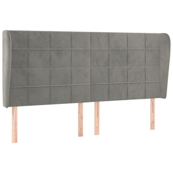 Maison Exclusive - Päätylevy korvilla Vaaleanharmaa 203x23x118/128 cm Sametti