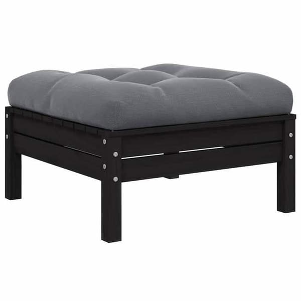 Havemøbel 2-personers sofa - EKSKLUSIVT HUS - Modulerbart design - Massivt fyrretræ - Sorte puder Svart