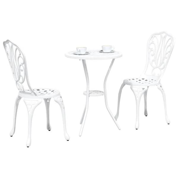 Trädgårdsbistro-set - EXKLUSIV HEM - Bistro-set 3 delar - Aluminium - Vit - Avtagbara kuddar Vit