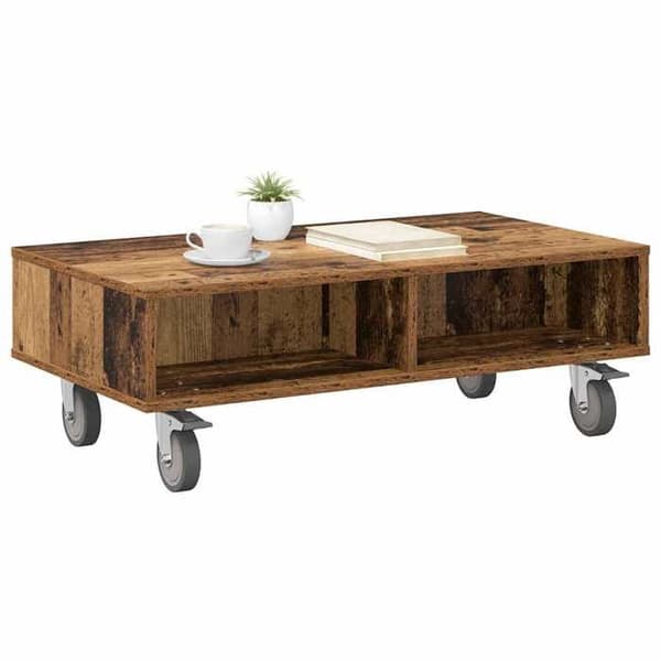 Sideborde - MAISON EXCLUSIVE - 90x50x30 cm - Ingeniørtræ - Rektangulær - 4 hjul (2 låsbare) Gammalt trä