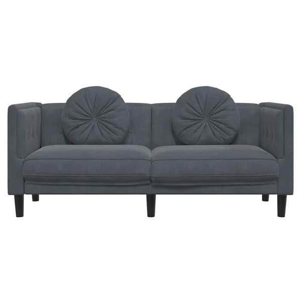 Maison Exclusive - Soffa med kuddar 2 platser mörkgrå sammet mörkgrå