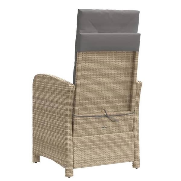 Maison Exclusive - Säädettävä puutarhatuoli, vaaleanbeige polyrottinkipatja beige