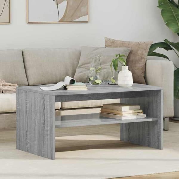 Bord - EKSKLUSIV HUS - Grå Sonoma 80x50x40 cm - Ingeniørtræ - Indbyggede hylder - Rektangulær Gris Sonoma