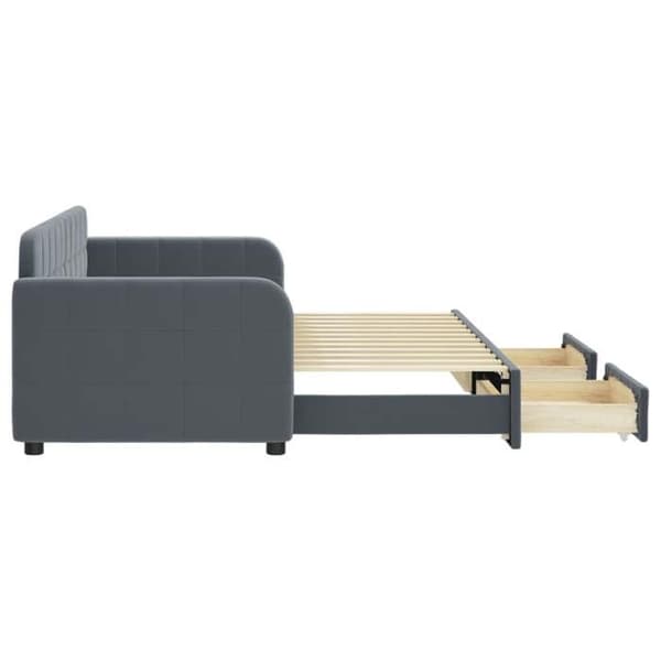 Päivävuode - EXCLUSIVE-KOTI - 80 x 200 cm - Daybed - 2 laatikkoa - Harmaa sametti