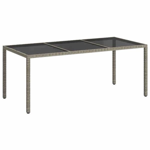 Maison Exclusive - Trädgårdsbord Grå 190x90x75 cm Härdat glas/flätad resin