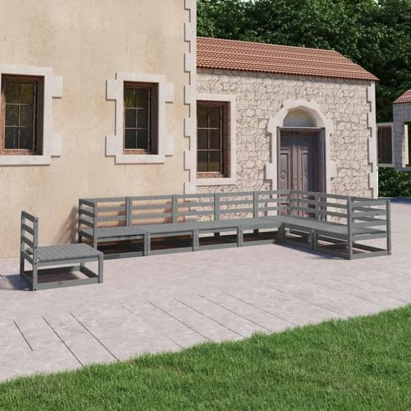 Maison Exclusive - Havegruppe 8 stk grå massiv fyrretræ grå