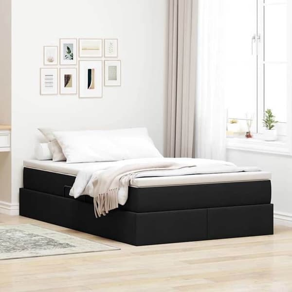 Maison Exclusive - Seng med opbevaring og madras Sort 120 x 200 cm Polyester Svart