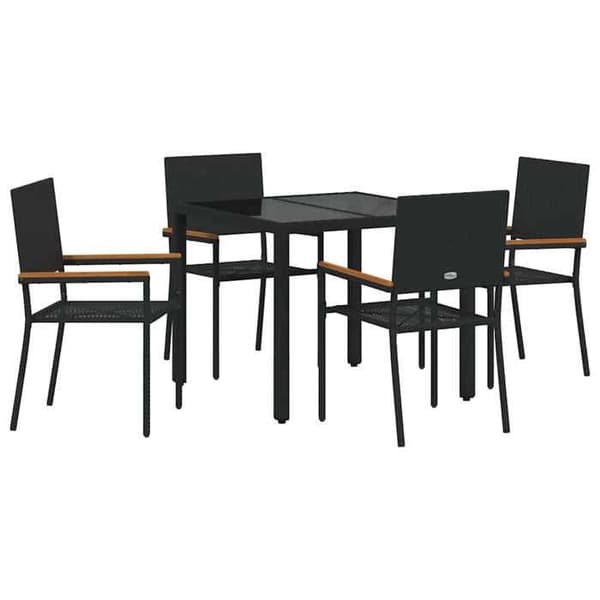 Maison Exclusive - 5 pc have spisebordssæt i sort polyrotin Svart