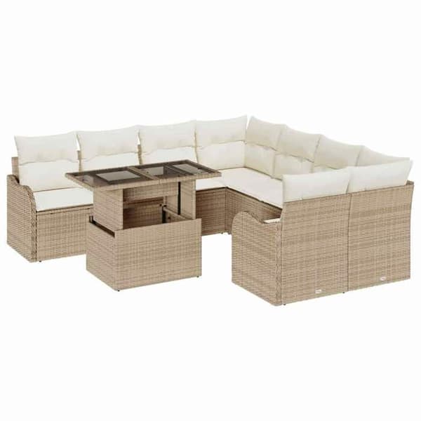 Trädgårdsmöbler - EXKLUSIVT HUS - Modulär - 8 platser - Beige - Polyrotting beige