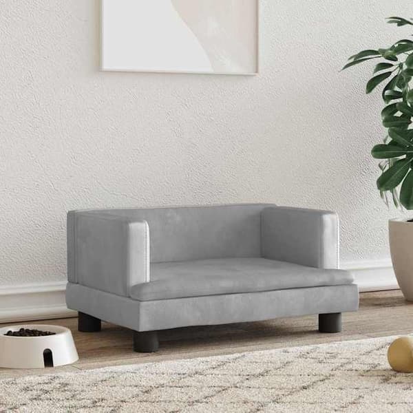 Maison Exclusive - Ljusgrå hundsäng 60x40x30 cm sammet ljusgrått