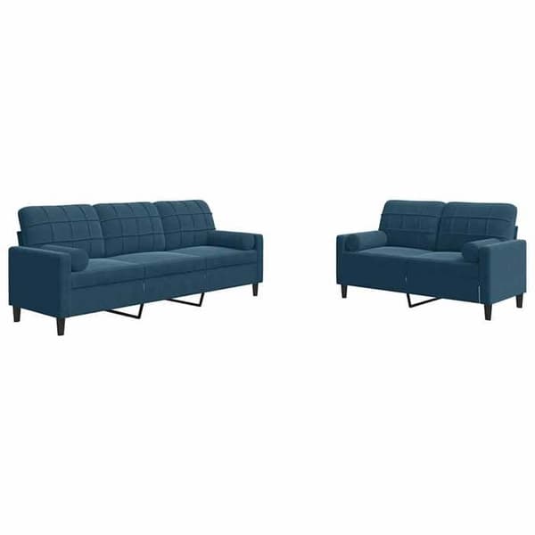 Sofa sæt 2 dele - EKSKLUSIV HUS - Model 2pcs - Blå fløjl - Metalstruktur - Moderne Blå (sammet)