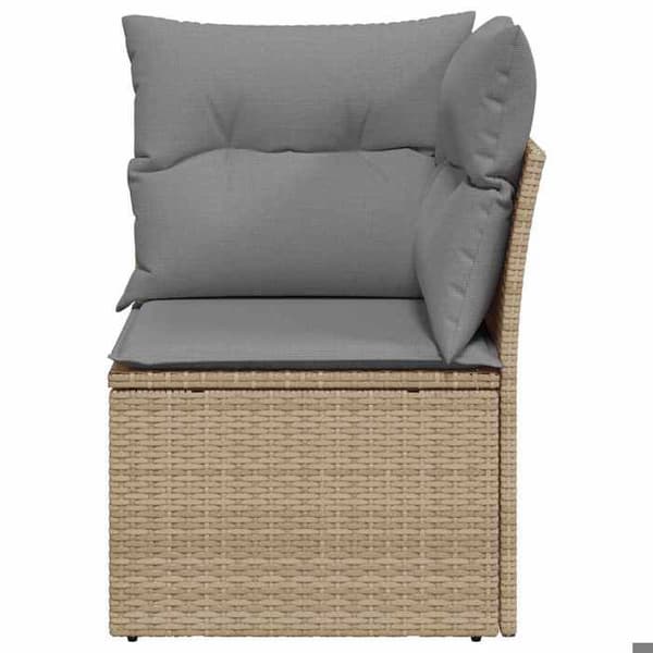 Maison Exclusive - U-formad trädgårdsoffa med beige kuddar i flätad resin