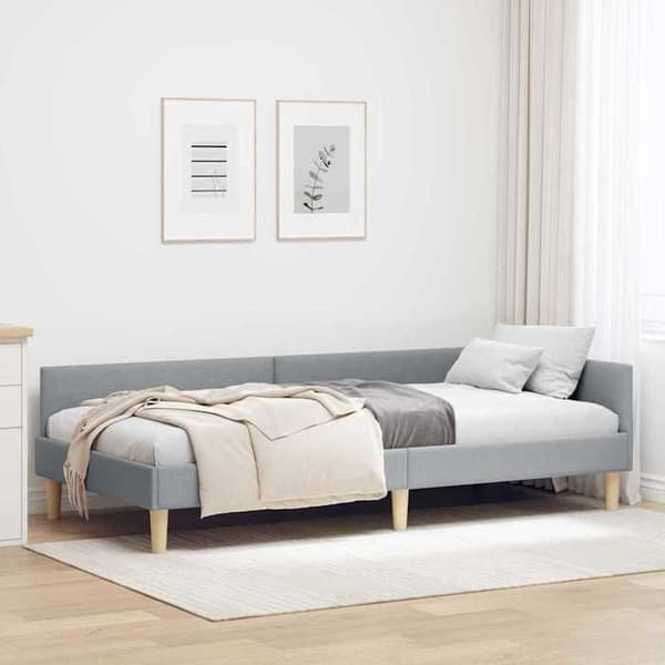 Maison Exclusive - Ljust grått hörnsängram 100 x 200 cm tyg