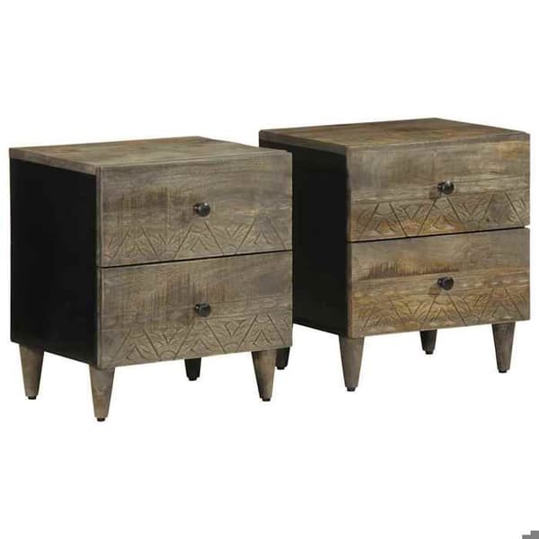Maison Exclusive - 2 stk natborde grå lys 40x33x46 cm solid mangotræ