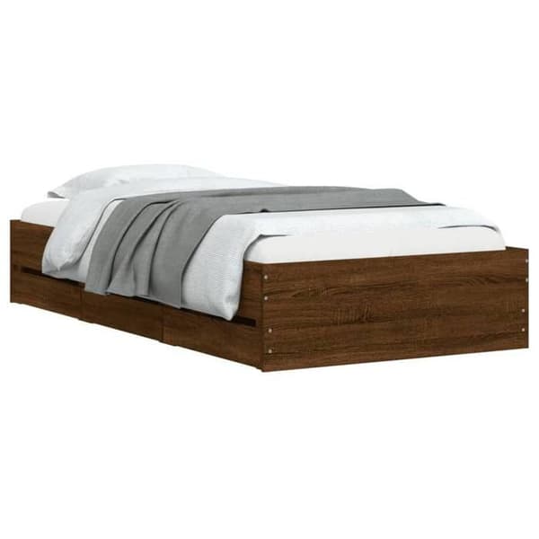 Maison Exclusive - Sengestel med skuffer uden madras, egetræ brun 75x190 cm