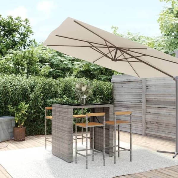 Maison Exclusive - Havebar sæt 5 dele grå poly rattan/massiv akacietræ