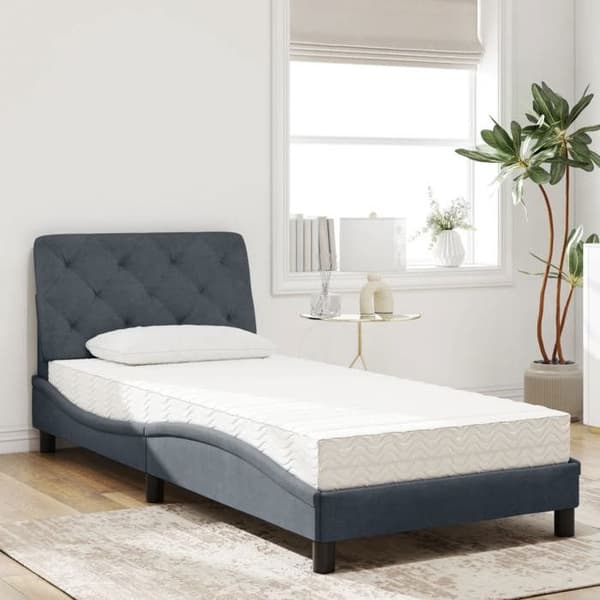 Maison Exclusive - Tummanharmaa 80x200 cm samettivuode patjalla