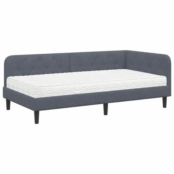 Maison Exclusive - Mörkgrå hörnsängram 90 x 200 cm Sammet Mörkgrå