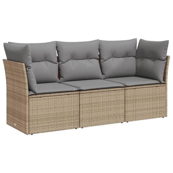 Maison Exclusive - Trädgårdsmöbler med kuddar 3 delar beige flätad resin