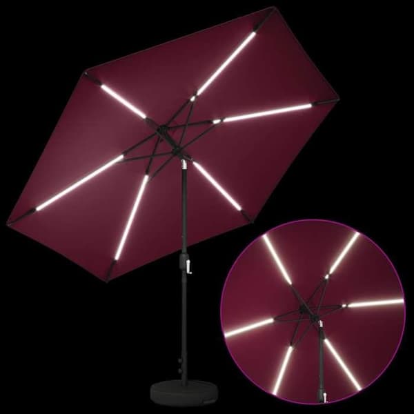 Trädgårdsparasol - MAISON EXCLUSIVE - 300 x 300 cm - Solenergi LED - Polyesterduk 160 g/m² - Robust bas ingår