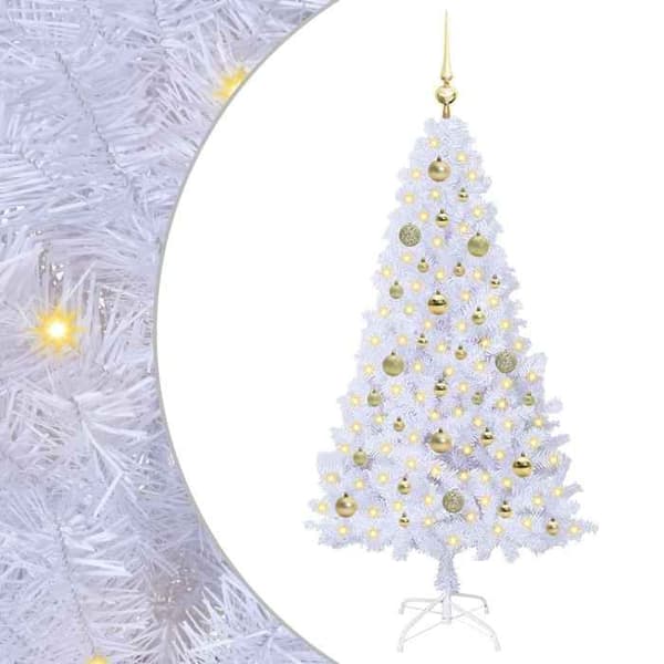 Kunstig juletræ - EKSKLUSIV HUS - 150 cm - Hvid - LED 8 tilstande - USB Vit