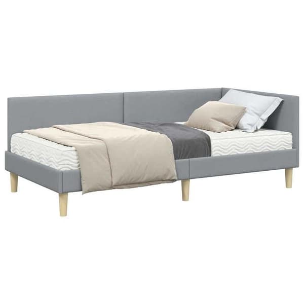 Maison Exclusive - Kulmasänky 2 osaa vaaleanharmaa 100 x 200 cm Ljusgrått