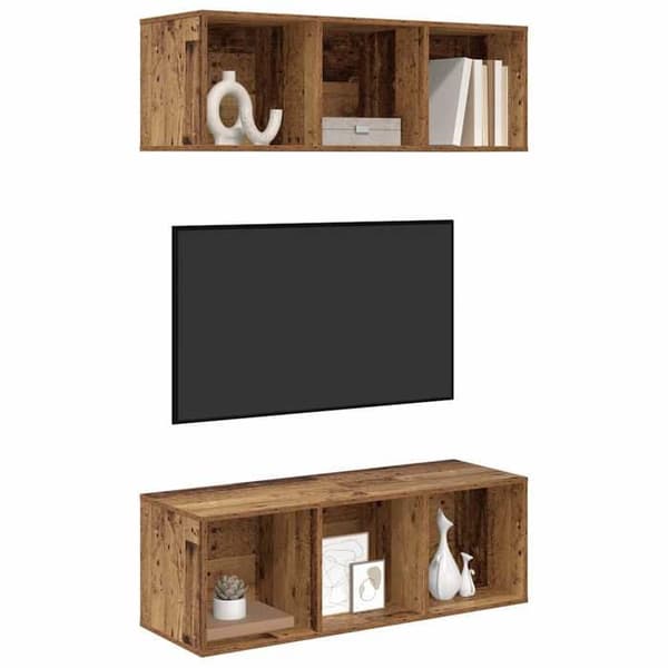 TV-möbel - EXKLUSIV HEM - 2-delars set - Väggmonterad - Ingenjörsträ - Modern design