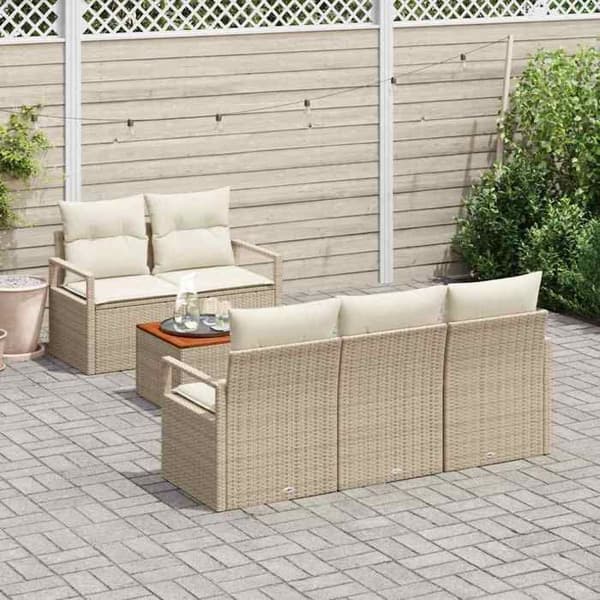 Maison Exclusive - 6 osan beige polyrottinkinen puutarhakalustesetti beige