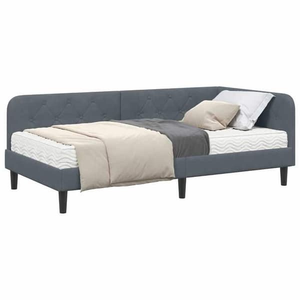 Maison Exclusive - Mörkgrå hörnsängram 100 x 200 cm Sammet Mörkgrå