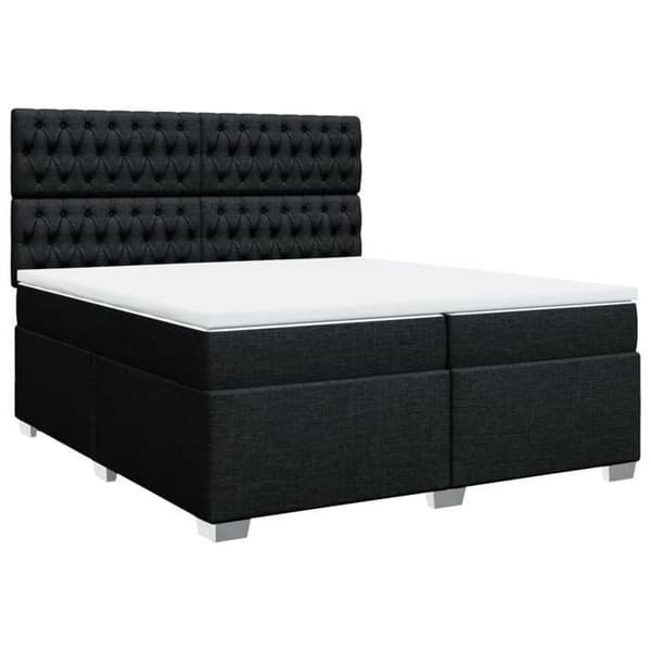 Maison Exclusive - Sengebund med lameller og madras sort 200x200 cm stof